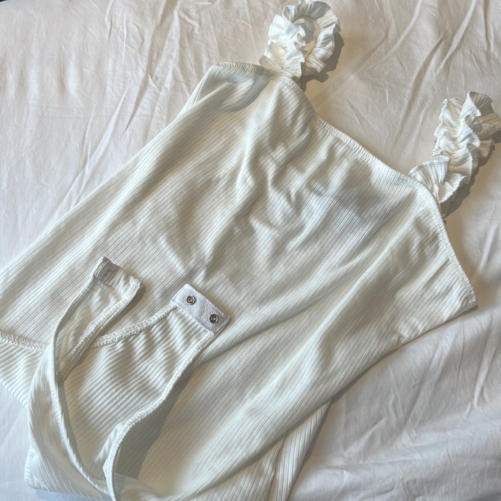 All Saints White Ribbed Bodysuit - Picture 3 of 4